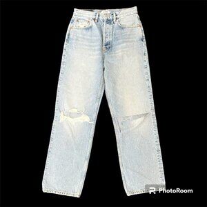 Re/Done Jeans Womens  90s Crop Low Slung Size 26 NEW‎ Ripped Knees Buttonfly